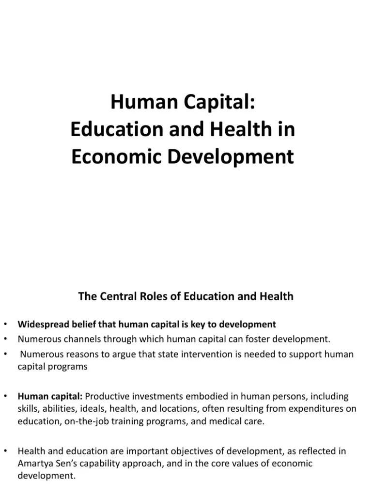 Education And Health In Economic Development | PDF | Human Capital | Economic Growth