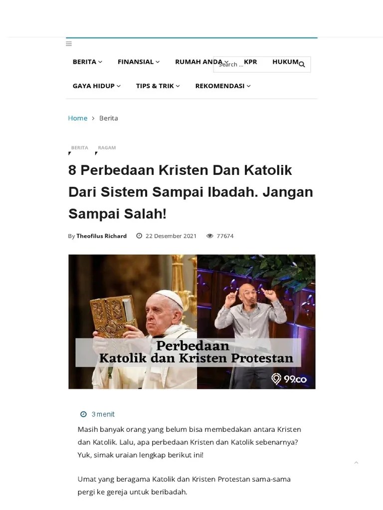 8 Perbedaan Kristen Dan Katolik. Lengkap Dari Sistem Sampai Ibadah! | PDF