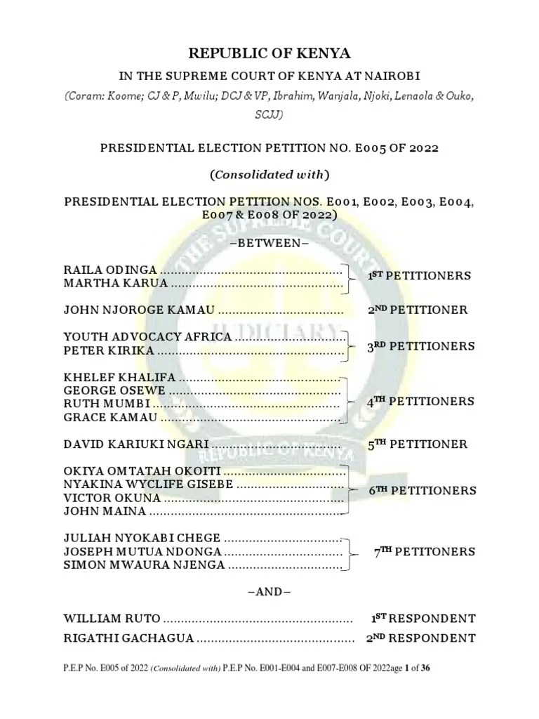 Presidential Election Petition No. E005 Of 2022 | PDF | Electoral Fraud | Perjury