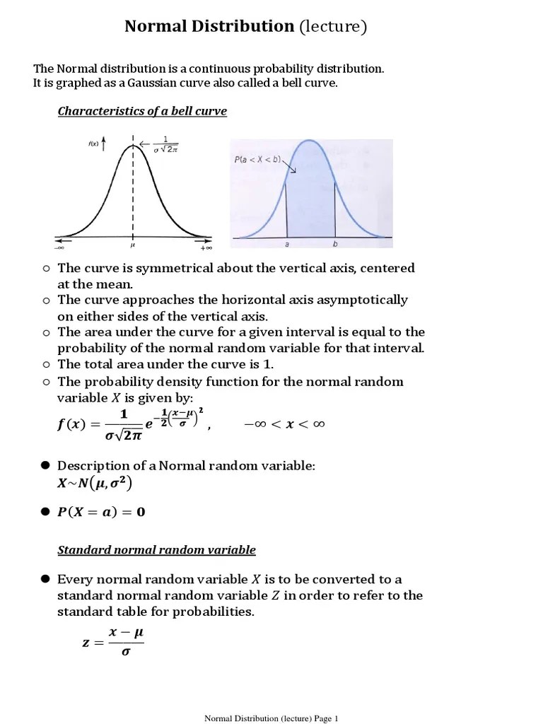 8 - Normal Distribution (Lecture) | PDF | Normal Distribution | Variance