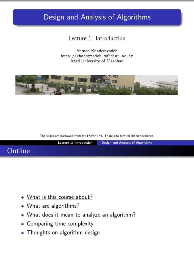 Design And Analysis Of Algorithms 1 | PDF | Time Complexity | Computational Complexity Theory