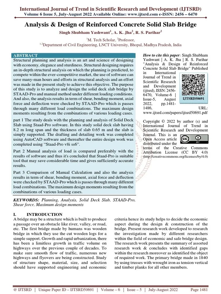 Analysis And Design Of Reinforced Concrete Solid Slab Bridge | PDF | Bridge | Bending