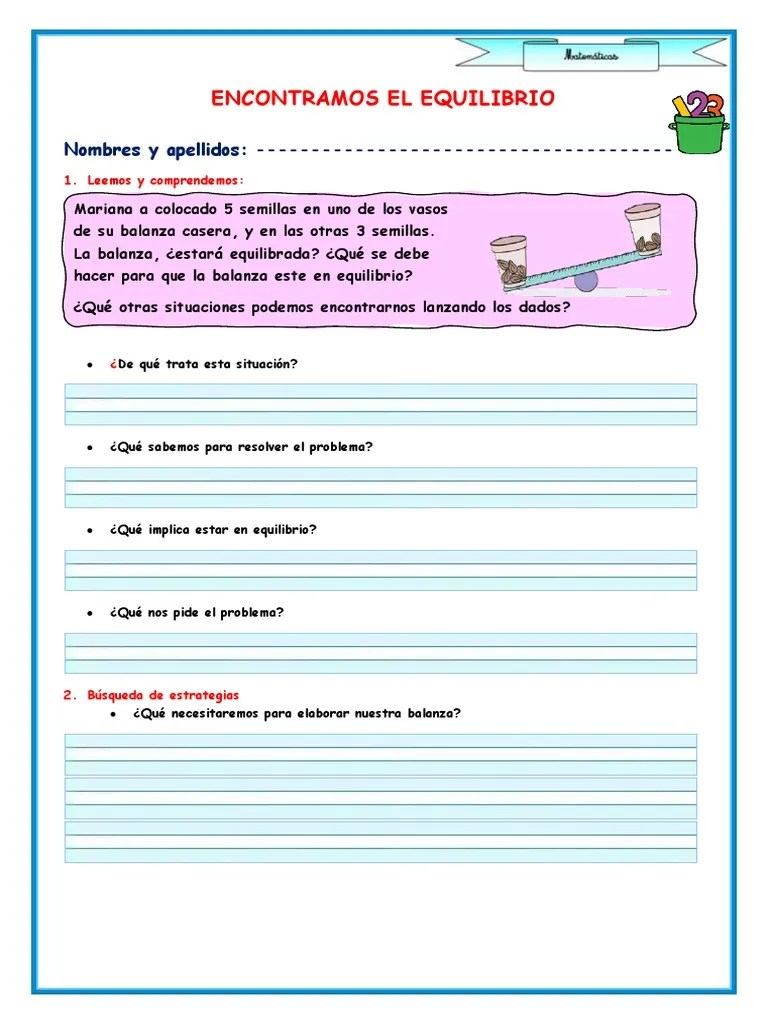 Ficha Encontramos El Equilibrio | PDF