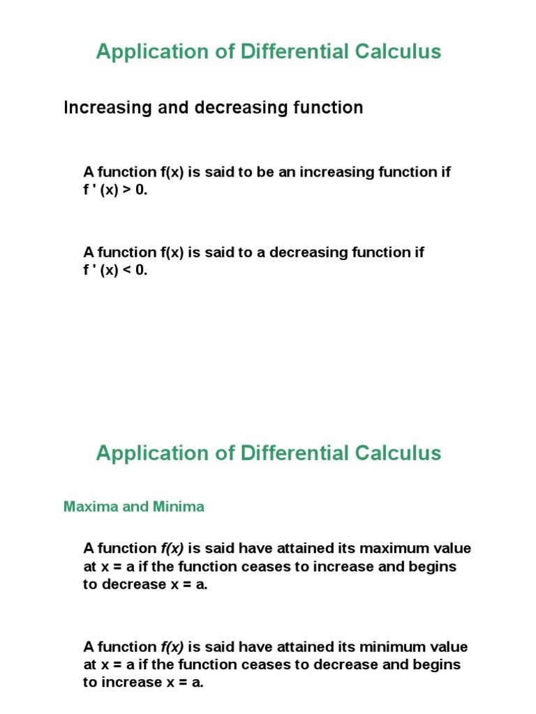 Application Of Differential Calculus | PDF | Maxima And Minima | Profit ...