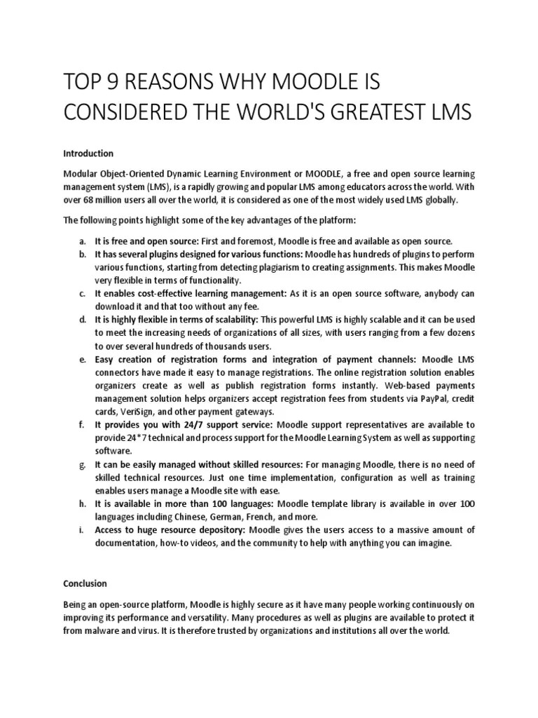 The Strengths And Weaknesses Of The Open-Source Learning Management System Moodle: A Balanced ...