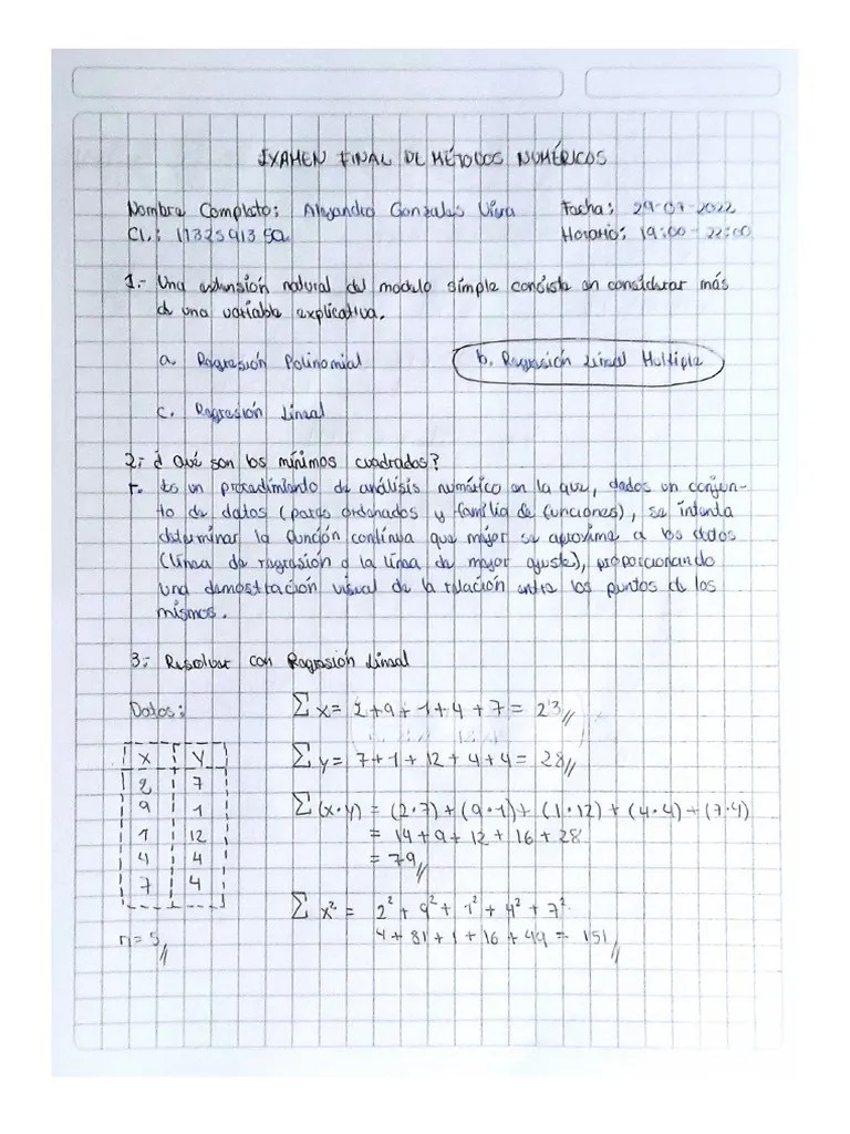 Examen Final Metodos Numericos - Alejandro Gonzales Viera | PDF