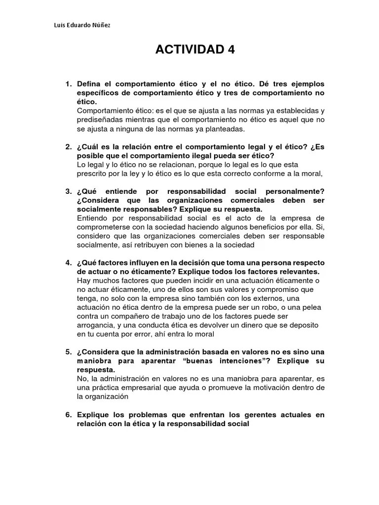 Unidad 4 Actividad 1 | PDF | Comportamiento | Moralidad