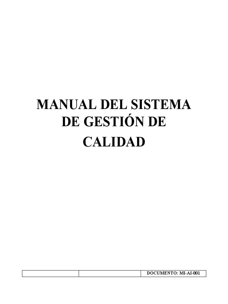 Manual Del Sistema De Gestión De Calidad | PDF | Calidad (comercial ...