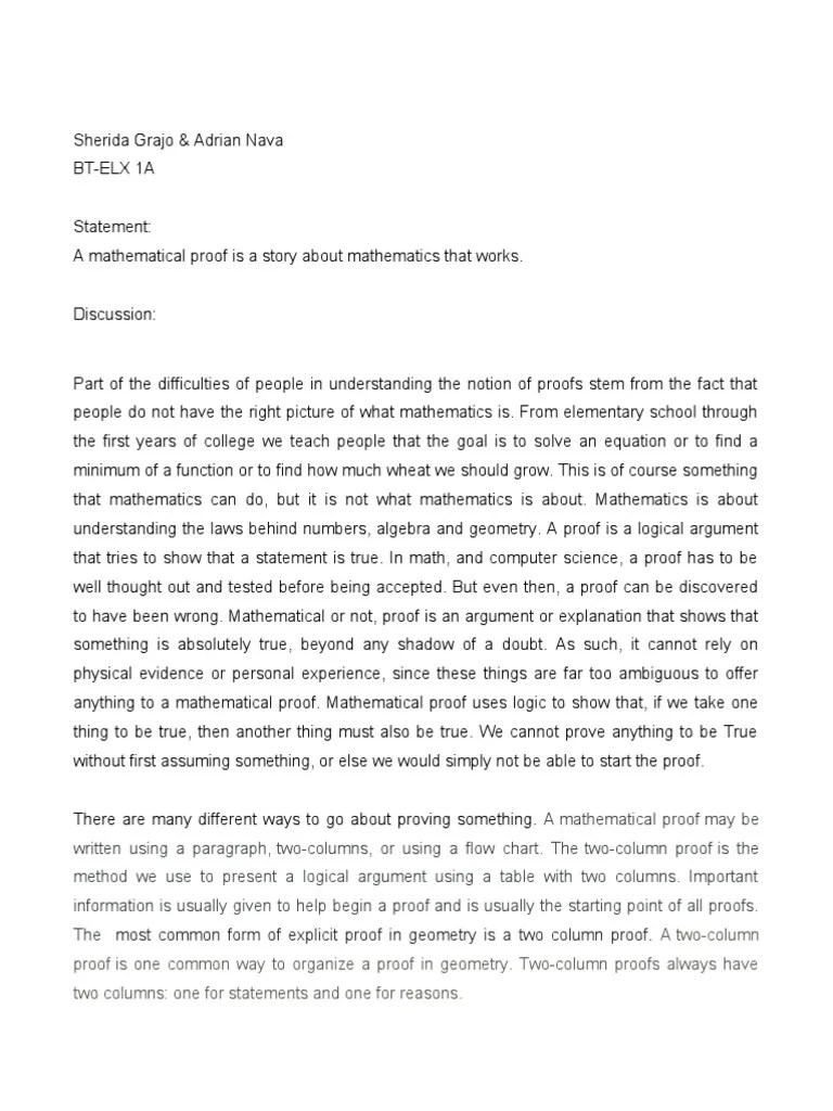 Mathematical Proof | PDF | Mathematical Proof | Mathematics