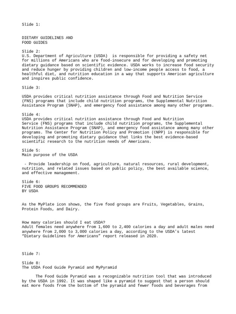 Dietary Guidelines And Food Guides | Download Free PDF | Foods | Nutrition