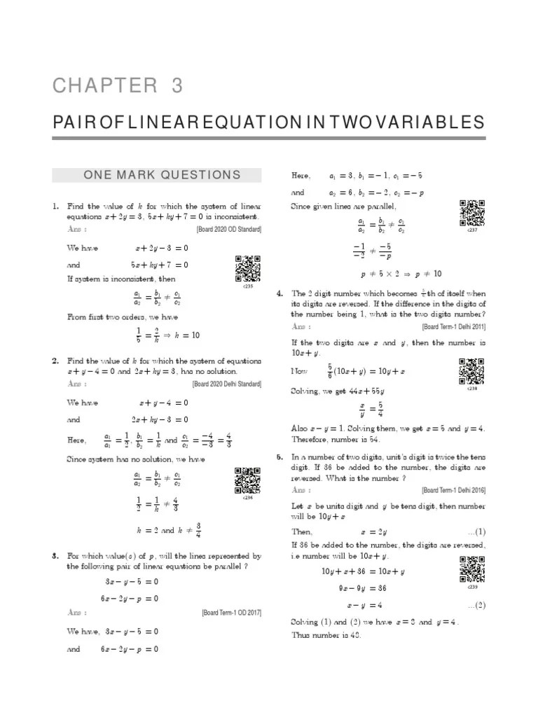 Class10 Math Pairoflinearequationsintwovariables Questionbank 59280 ...