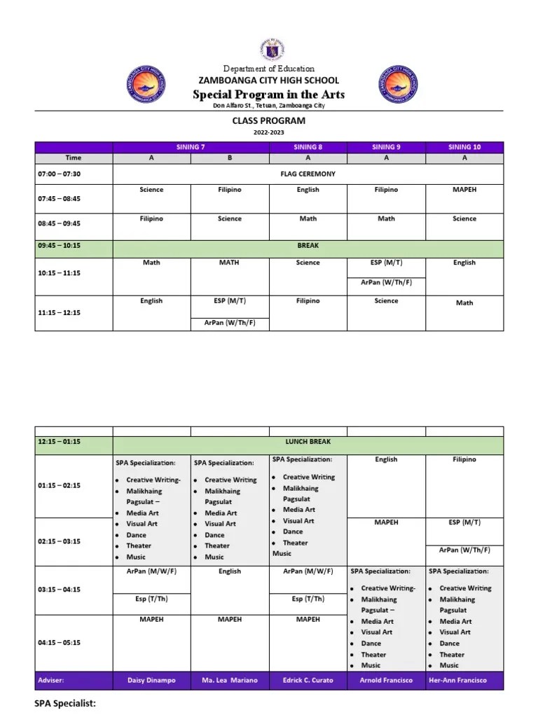 SPA CLASS PROGRAM And ACTION PLAN 2022 2023 | PDF | Pedagogy | Learning