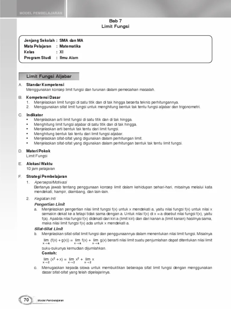Dari persamaan 1 2 dan 3 didapat rumus sebagai berikut. Model Pembelaj Limit Dan Turunan Sma Xi Ia Pdf