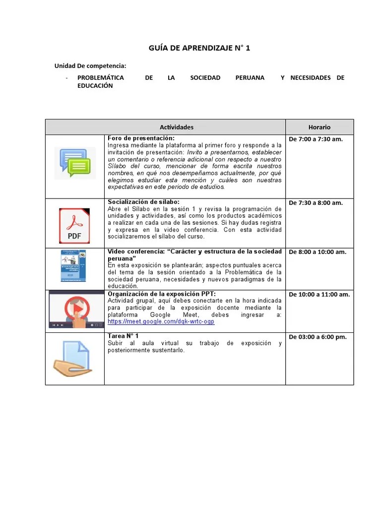 Guía De Aprendizaje 01 | PDF | Aprendizaje | Cognición