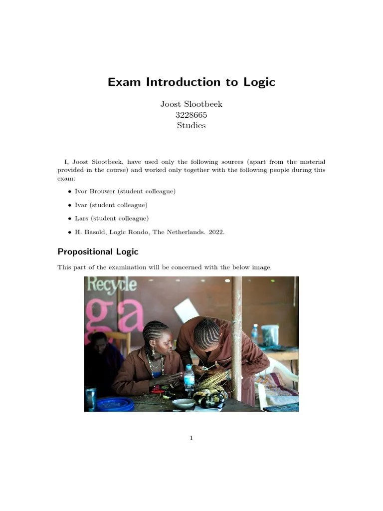 Logic Exam | PDF | Mathematical Logic | Logic