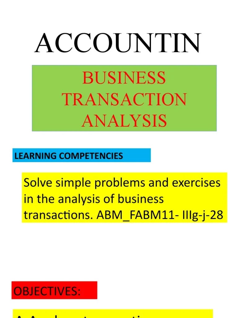 Business Transaction Analysis | PDF | Debits And Credits | Business