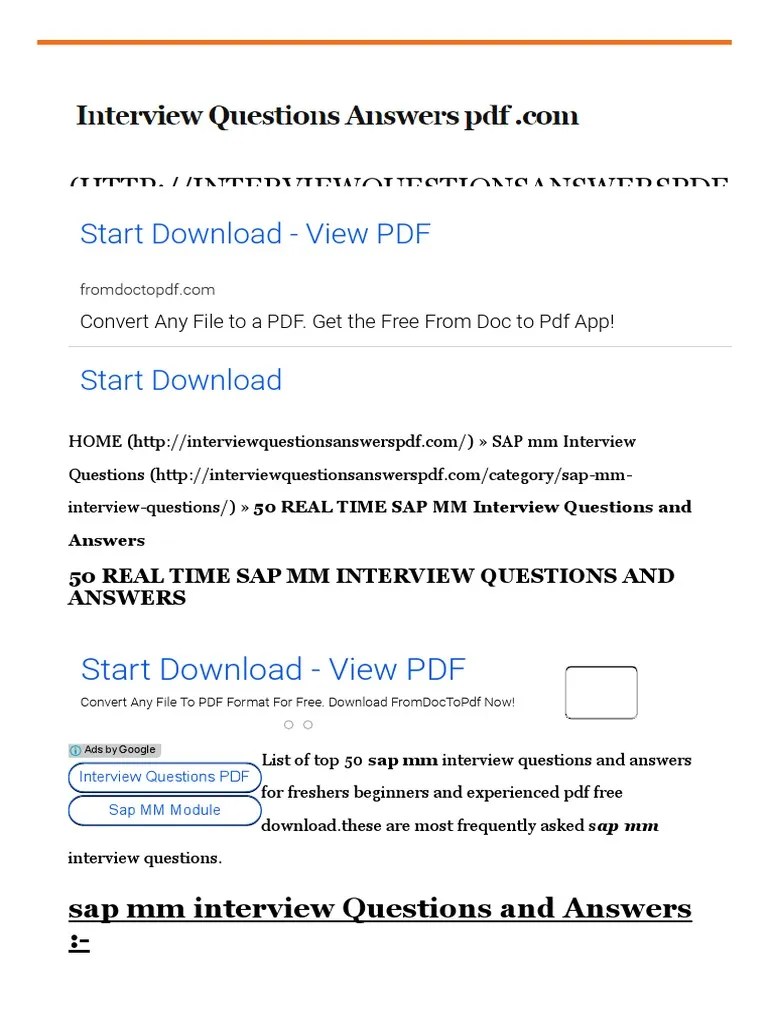 50 REAL TIME SAP MM Interview Questions And Answers-SAP MM Interview ...