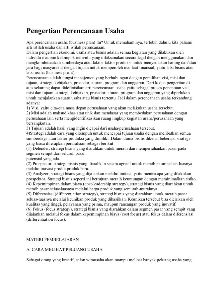 Top pdf pengembangan modul pada materi analisis swot mata pelajaran perencanaan bisnis kelas x smk pemasaran dikompilasi oleh 123dok.com Pengertian Perencanaan Usaha