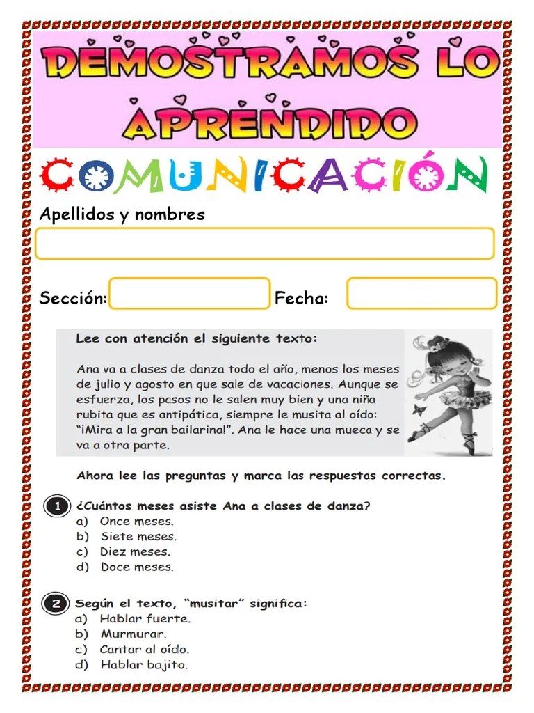 Evaluación De Comunicación 14 Dic. | PDF | Alimentos | Comida Y Bebida