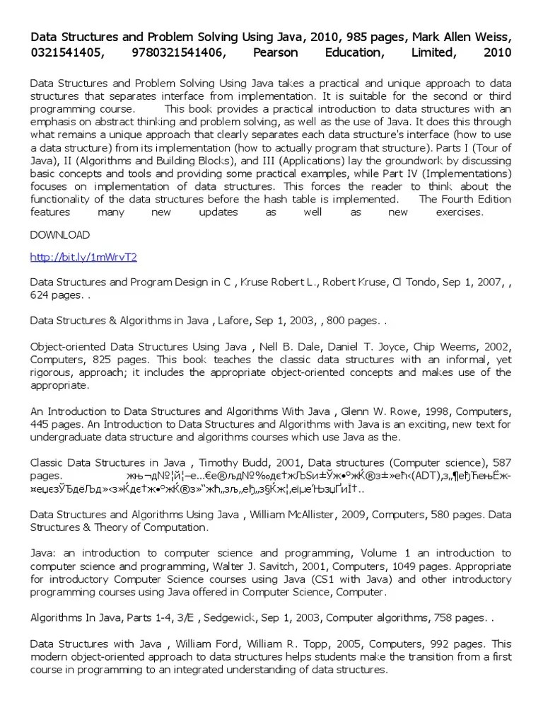 Data Structures And Problem Solving Using Java | PDF | Computer ...