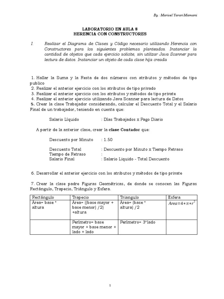 Herencia Con Constructores Java | PDF | Herencia (Programación ...