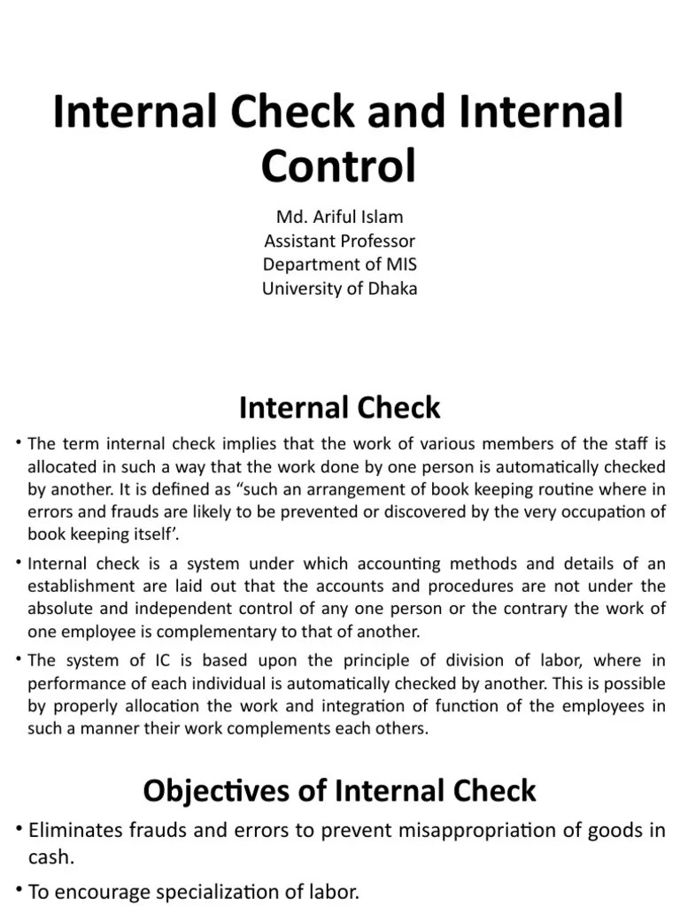 Internal Check And Internal Control | PDF | Internal Control | Audit