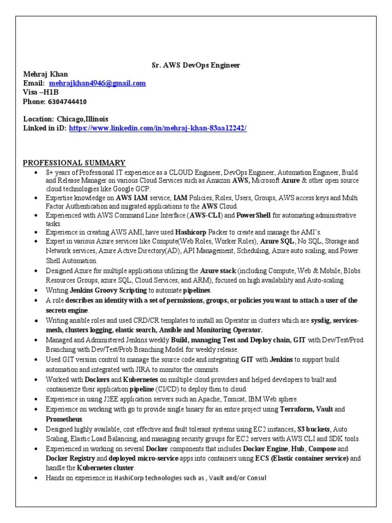 Mehraj Khan Cloud Devops Engineer Resume Pdf Cloud Computing