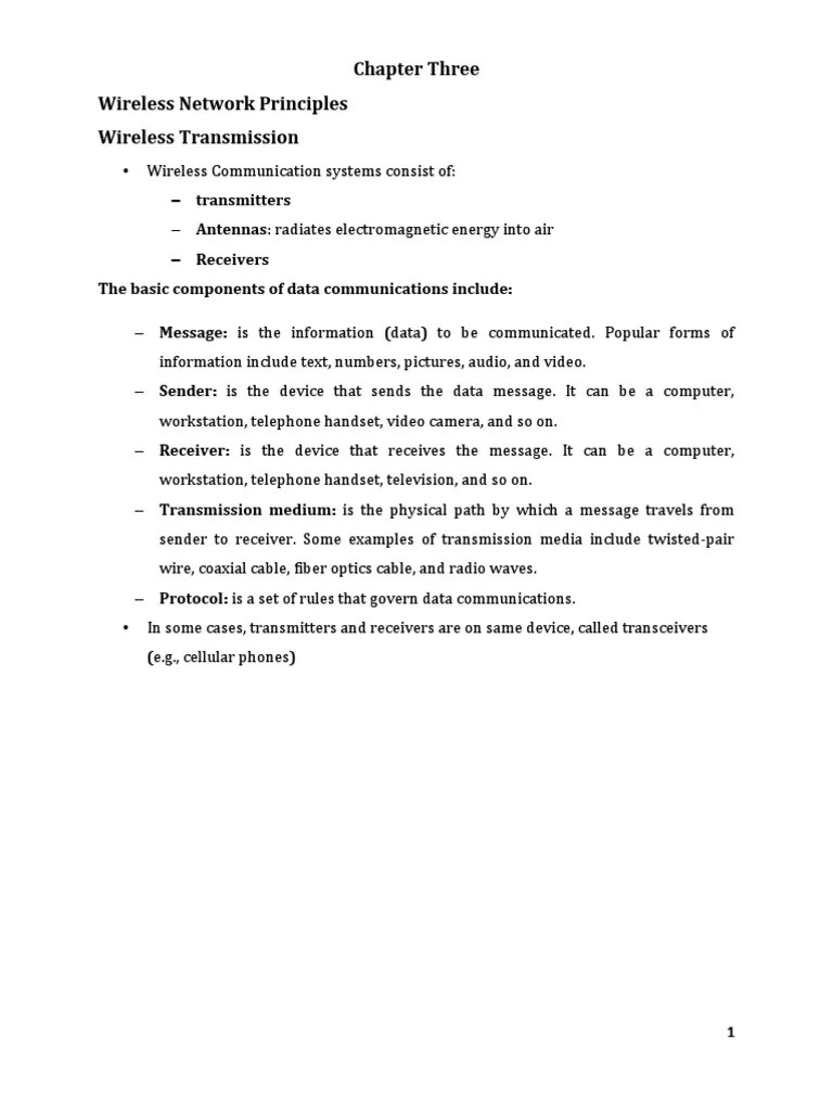 Chapter-Three Wireless Network Principles | PDF | Modulation | Radio