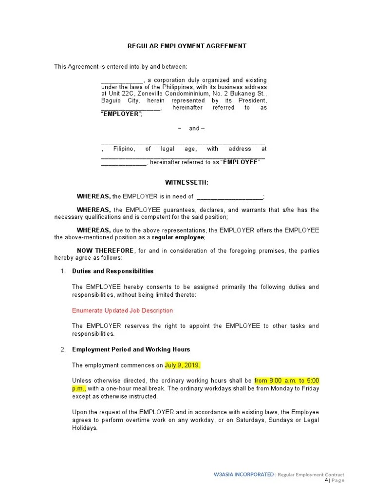 2 Regular Employment Contract | PDF | Employment | Justice