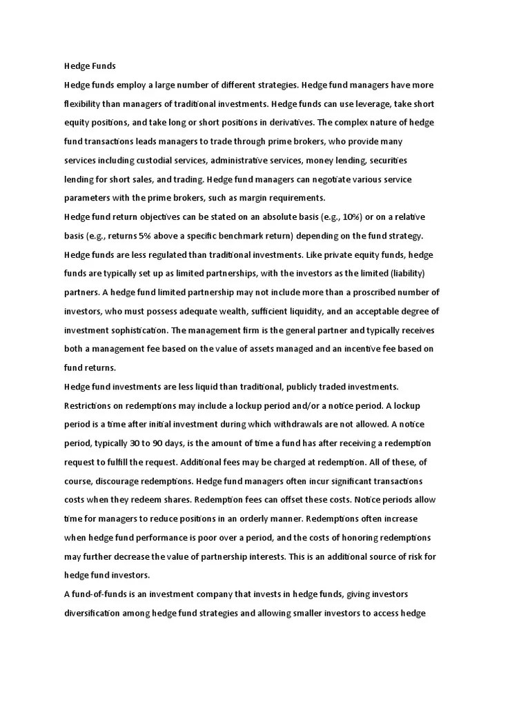 Hedge Funds | PDF | Hedge Fund | Investment Fund
