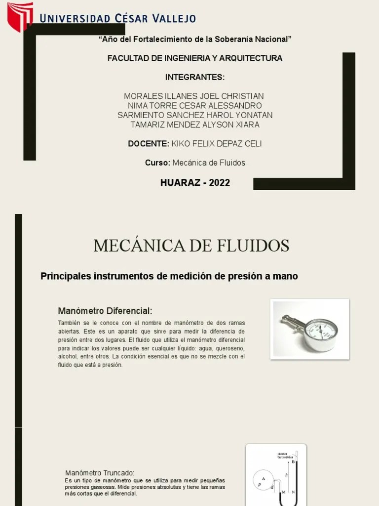 Semana 2 Mécanica De Fluidos | PDF | Presión | Medida De Presión