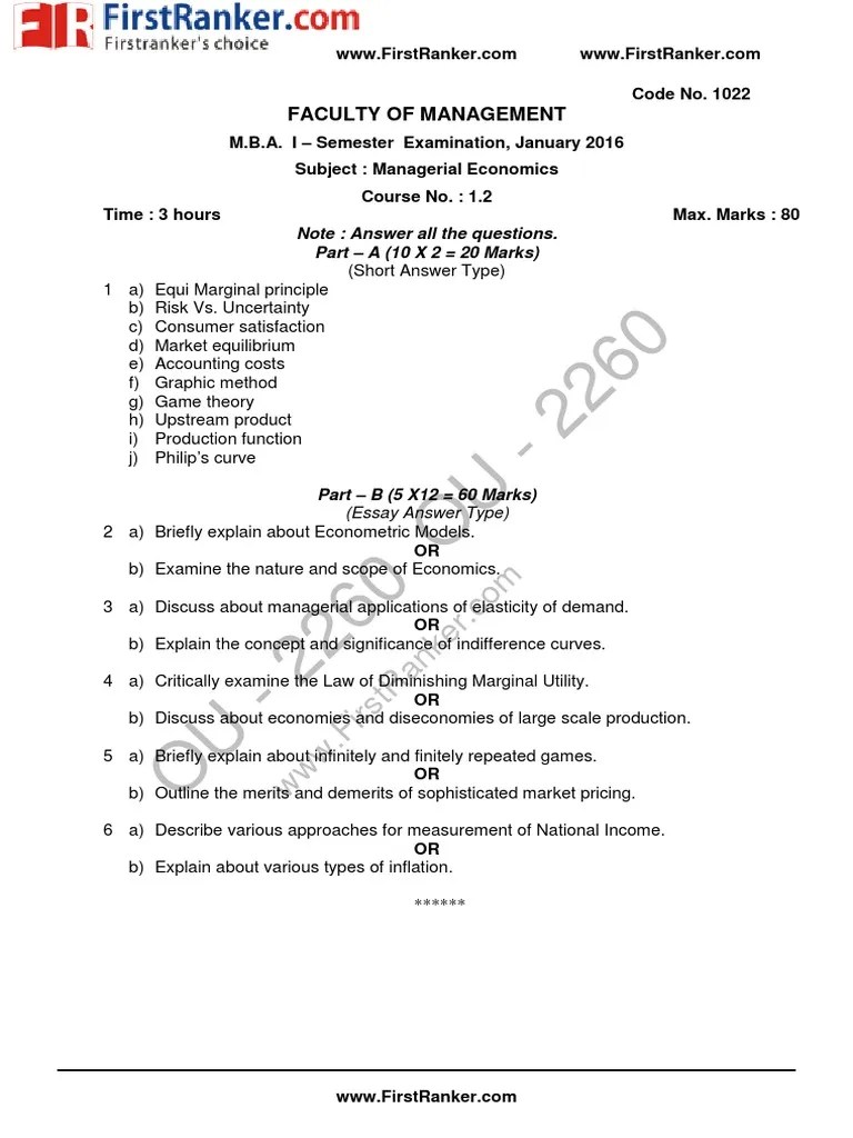 OU Osmania University - MBA - 2016 - 1st Semester - Jan - 1022 Me ...