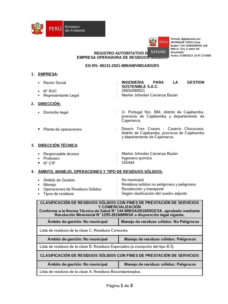 Registro Autoritativo - Ing Gest Sostenible | PDF | Finanzas Y Dinero | Derecho