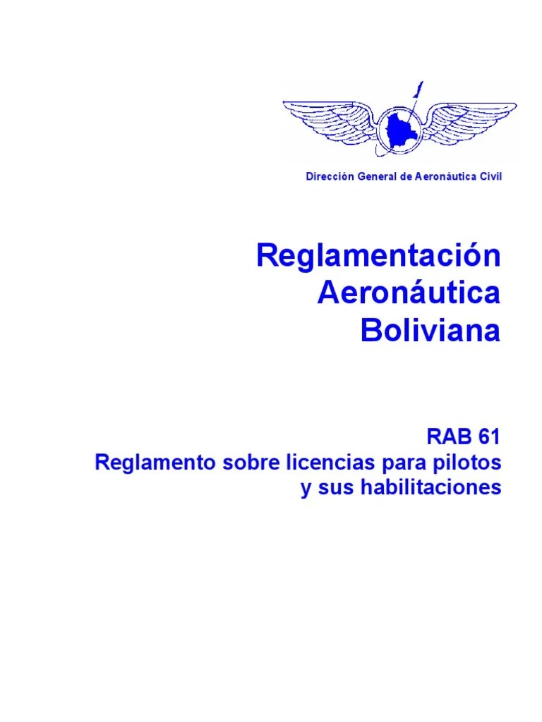 RAB - 61 - 2004 Reglamento Sobre Licencias Para Pilotos | PDF | Aeronave | Reglas De Vuelo Por ...