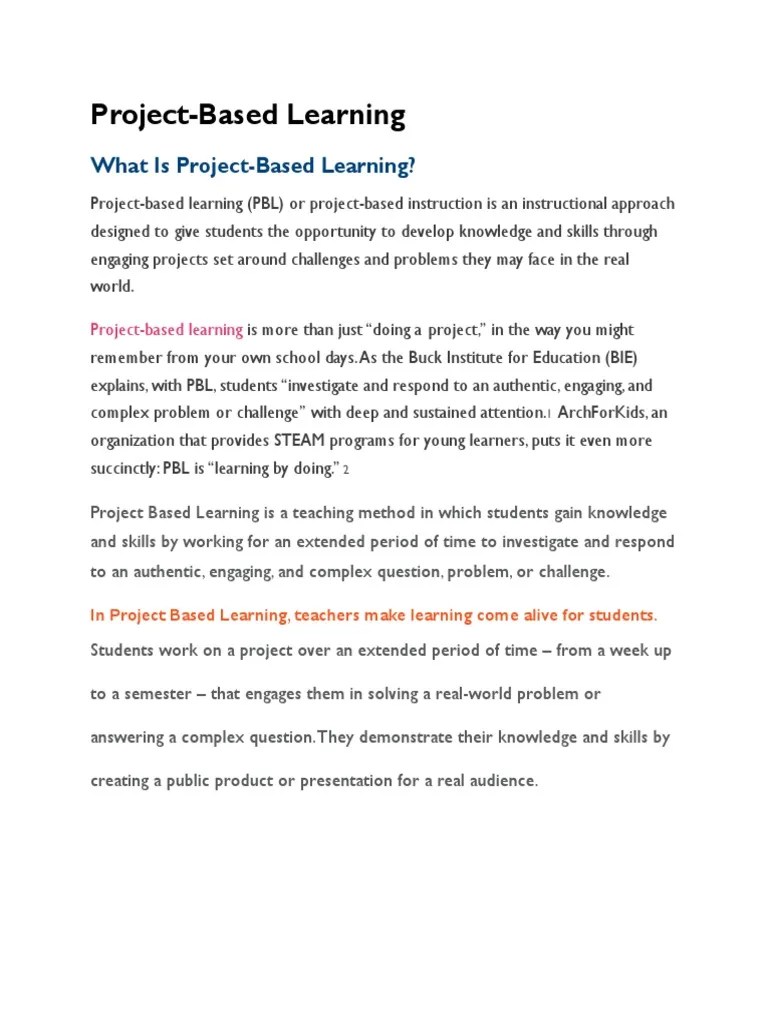 Project-Based Learning | PDF | Project Based Learning | Cognitive Science
