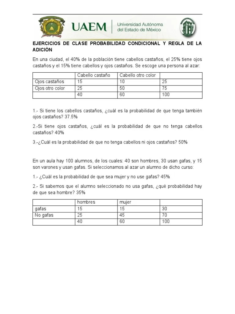 Ejercicios Probabilidad | PDF | Probabilidad | Matemáticas
