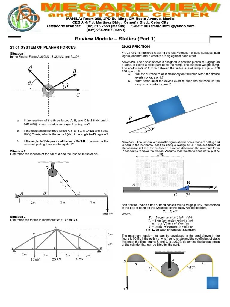 Engineering Statics | PDF | Friction | Force
