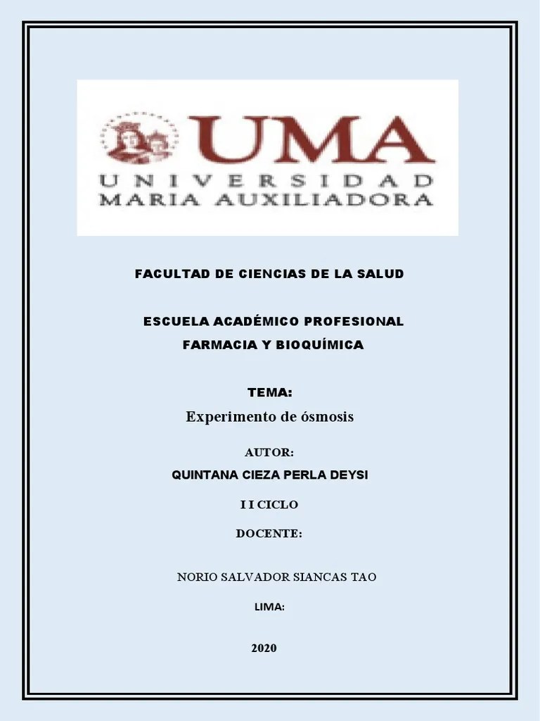 Experimento De Ósmosis Enviar | PDF | Ósmosis | Huevo Como Alimento