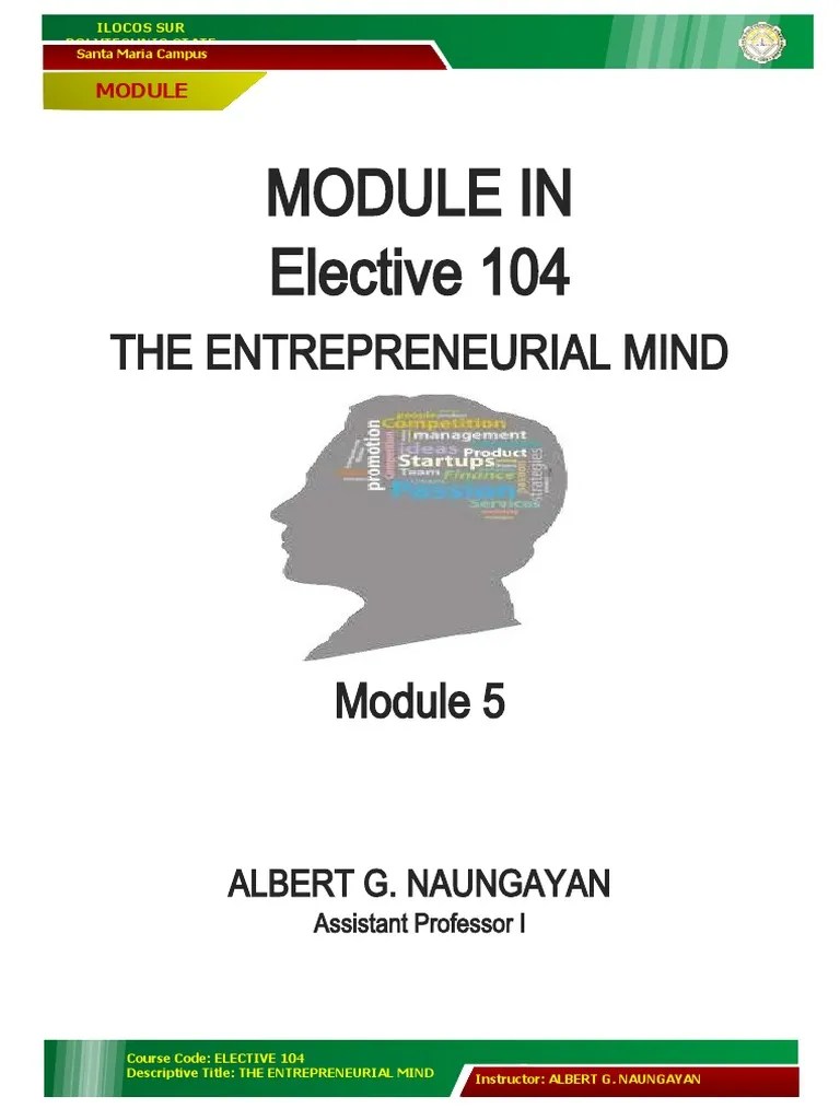 Entrep Mind Module 5 | PDF | Entrepreneurship | Goal