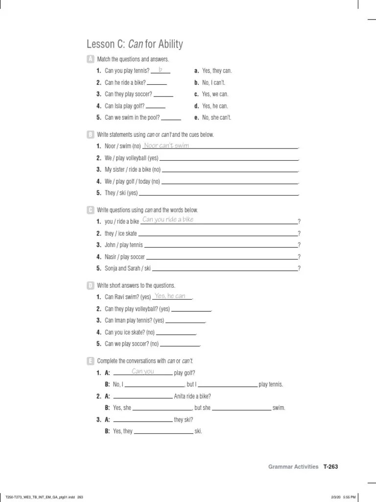 World English 3e Level Intro Grammar Activities Unit 7 Lesson C | PDF