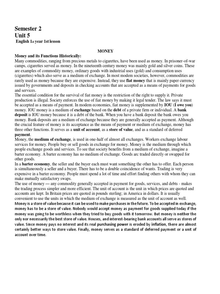 1-Functions Of Money | PDF | Money | Medium Of Exchange