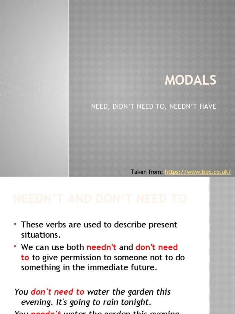 Need Didnt Need To And Neednt Have Sentence Transformation Rephrasing Exercises Teach - 128180 | PDF