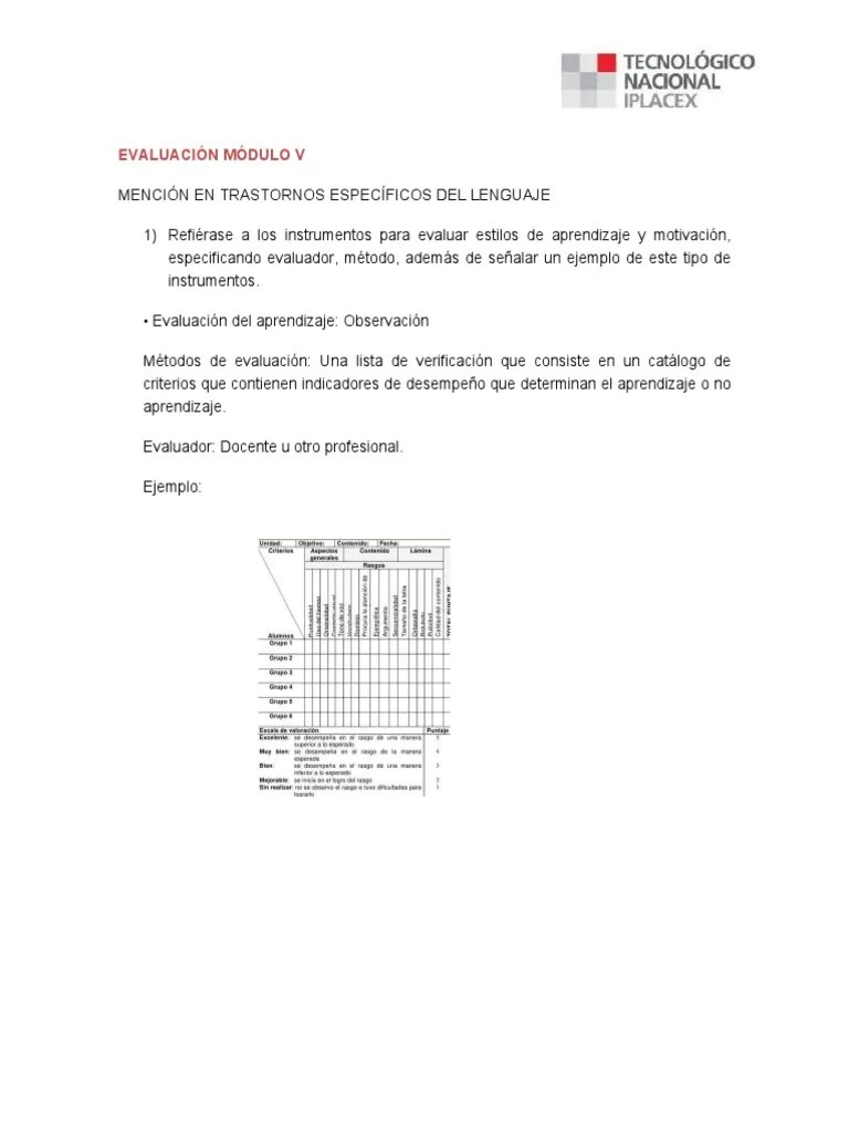 Evaluacion Modulo V | PDF | Evaluación | Aprendizaje