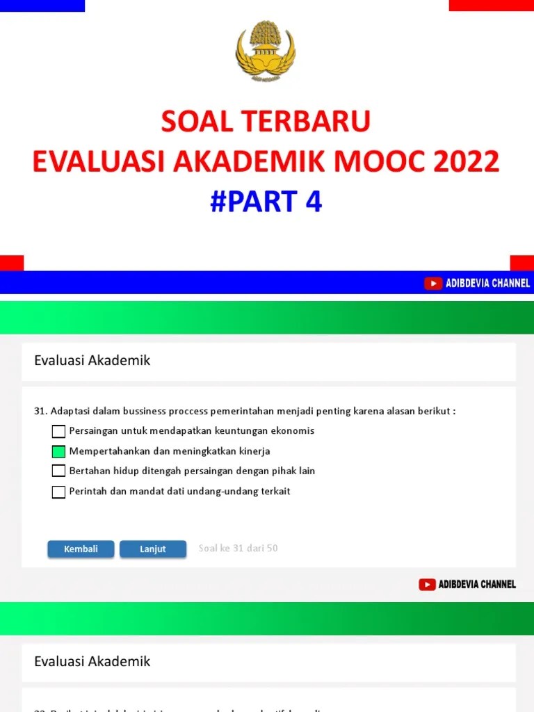 Soal Mooc 2022 Part 4 | PDF