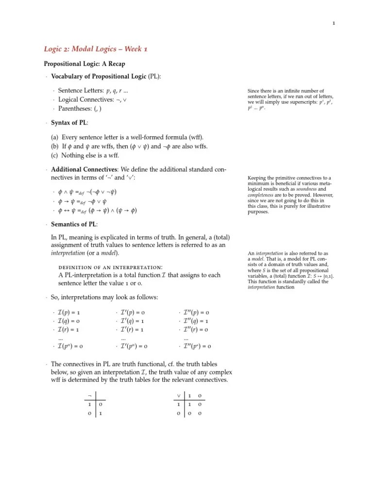 Lecture Notes | PDF | Interpretation (Logic) | Modal Logic