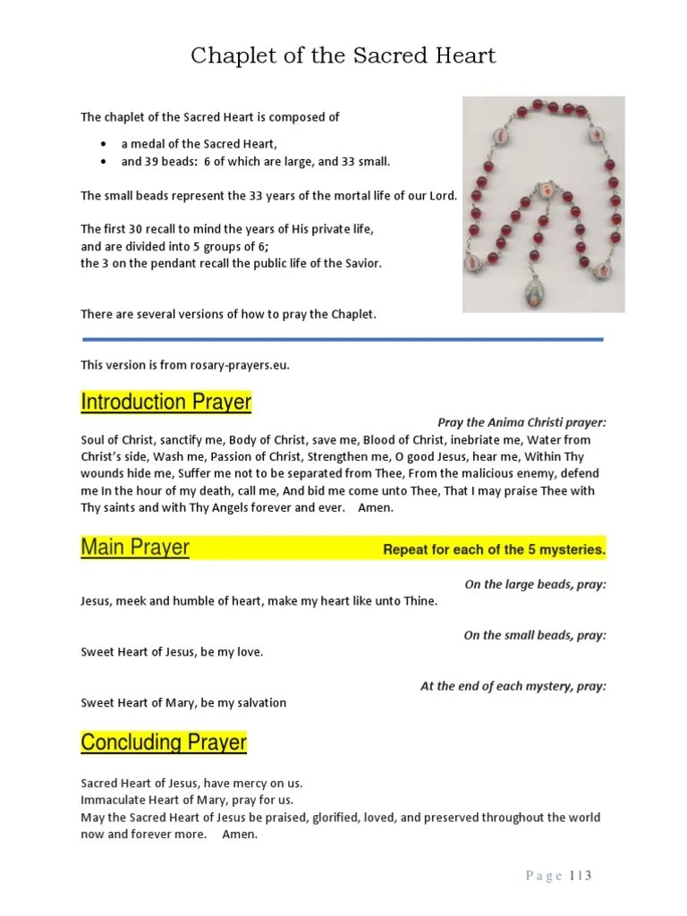 Chaplet Of The Sacred Heart | PDF | Prayer | Catholic Church