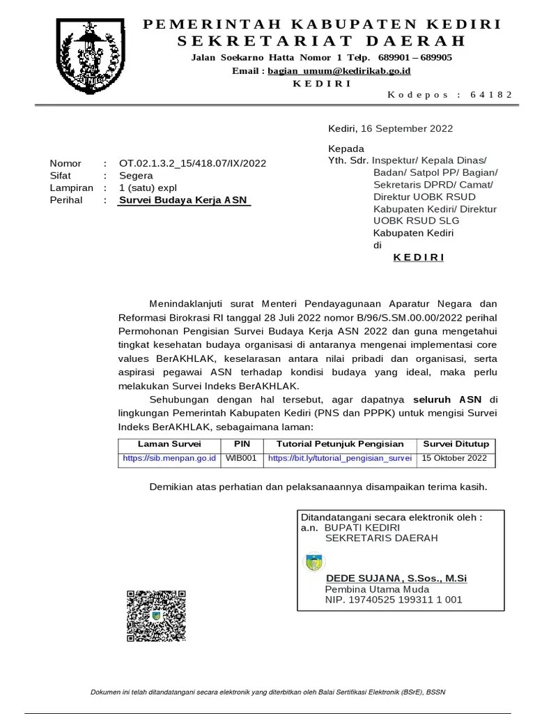 Survei Asn BerAkhlak | PDF