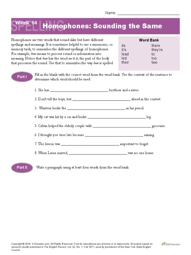 Homophones: Sounding The Same | PDF | Spelling | Cognition