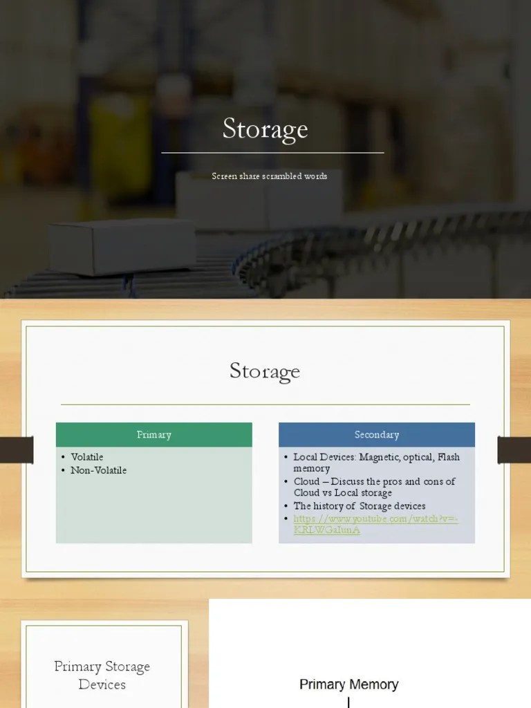 Storage Devices: Primary, Secondary, RAM, ROM, Cloud Vs Local | PDF | Computer Data Storage ...