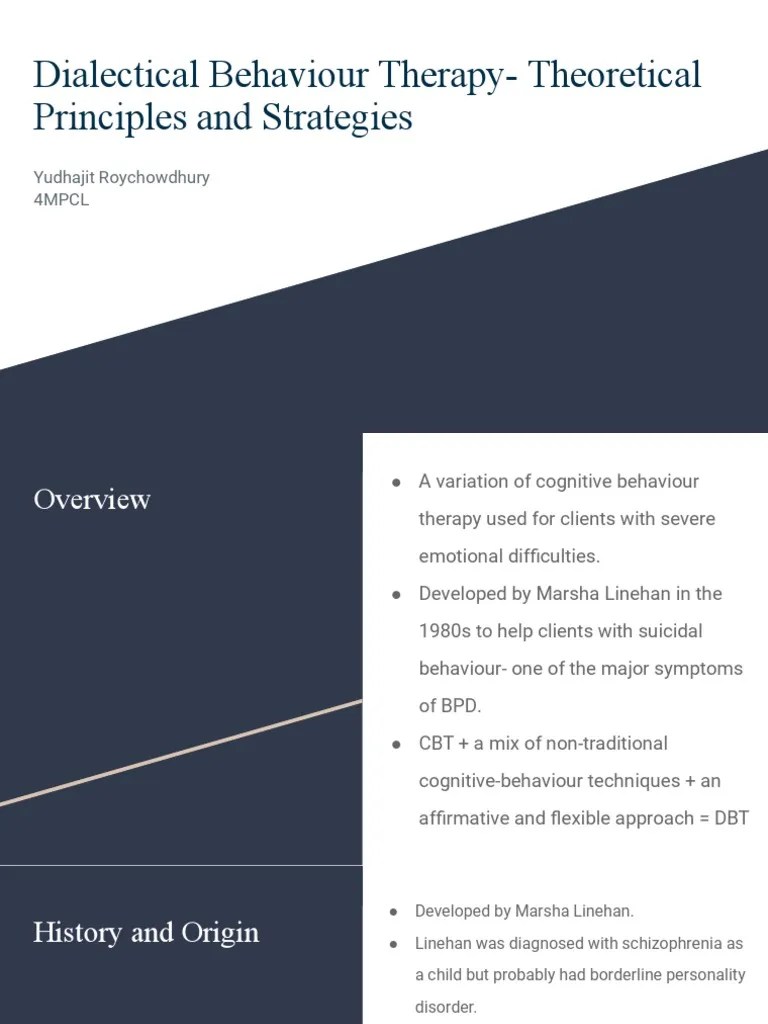 Dialectical Behaviour Therapy - Theoretical Principles And Strategies ...